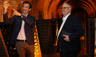 Philipp Schwander (right) observing bottle fermentation with Ayala's director Hadrien Mouflard (left) (Image: Courtesy) 