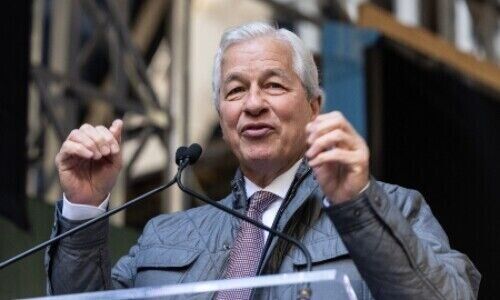 Jamie Dimon at a ceremony for the bank's new headquarters in New York in November 2023. (Image Shutterstock)