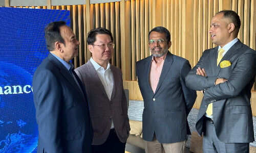 Neil Parekh, Leong Sing Chiong, Ravi Menon and Sopnendu Mohanty (from left, image: finews.asia)