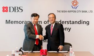 (L-R) Sim S. Lim, DBS and Hiromichi Tanigawa, President of Nishi-Nippon City Bank 